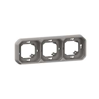 Support plaque 3 postes Plexo montage encastré horizontal ou vertical - gris|Legrand-LEG070090