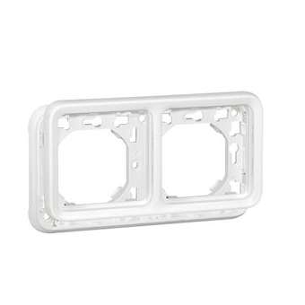Support plaque 2 postes horiz Plexo composable IP55 - blanc Artic antimicrobien|Legrand-LEG070794
