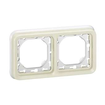 Plaque support Plexo encastré - 2 postes horizontal - Blanc|Legrand-LEG069965