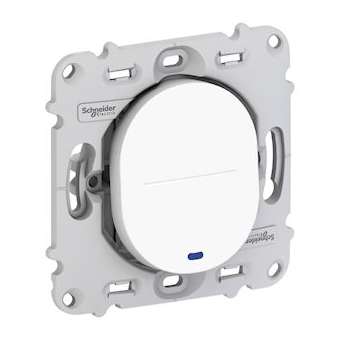 Ovalis - poussoir à fermeture - 10A - LED bleu 250V - sans plaque Blanc|Schneider Electric-SCHS261276