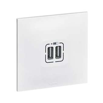 Double chargeur USB Type-A 2,4A 12W Neptune - blanc|Legrand-LEG091343