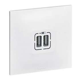 Double chargeur USB Type-A 2,4A 12W Neptune - blanc|Legrand-LEG091343