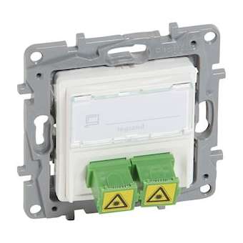 Prise optique Niloé - 2 traversées SC/APC simplex avec volet de protection - Pur|Legrand-LEG664779