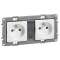 Prise 2x2P+T horizontale Niloé 16A pré-câblée bornes automatiques - finition Pur