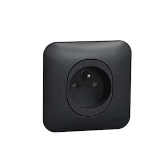 Ovalis - prise de courant - 2P+T -16A - avec griffes Avec plaque -Anthracite|Schneider Electric-SCHS465059