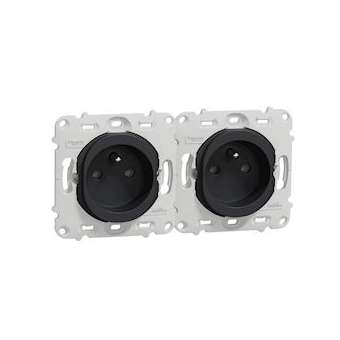 Ovalis - double prise de courant - 2P+T - horizon 71mm - sans plaque -Anthracite|Schneider Electric-SCHS461069