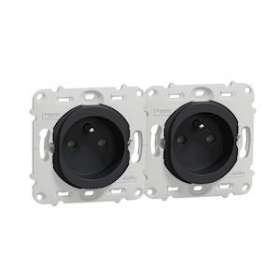 Ovalis - double prise de courant - 2P+T - horizon 71mm - sans plaque -Anthracite|Schneider Electric-SCHS461069