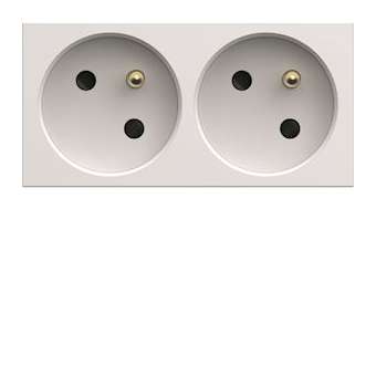 Prise de courant double speciale goulotte gallery 2P+T 16A pure|Hager-HAGWXF422B