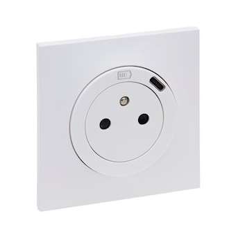 Prise de courant avec chargeur USB Type-C Neptune complet - blanc|Legrand-LEG091345
