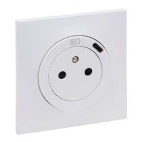 Prise de courant avec chargeur USB Type-C Neptune complet - blanc|Legrand-LEG091345