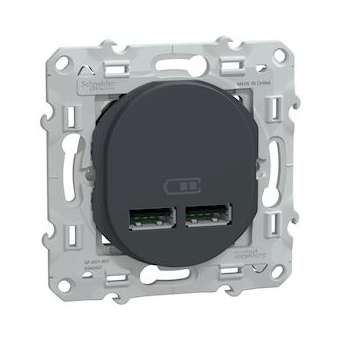 Ovalis C Series - doube USB charger 2.1 A - anthracite|Schneider Electric-SCHS340407