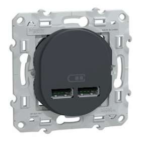 Ovalis C Series - doube USB charger 2.1 A - anthracite|Schneider Electric-SCHS340407