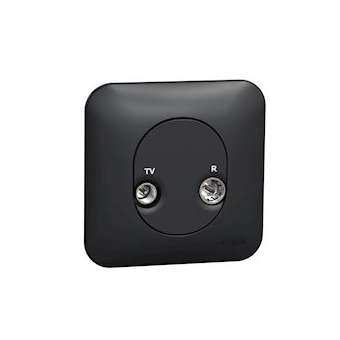 Ovalis - Prise TV/FM - 1 entrée - fixation par vis Avec plaque -Anthracite|Schneider Electric-SCHS460451