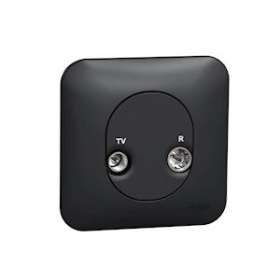 Ovalis - Prise TV/FM - 1 entrée - fixation par vis Avec plaque -Anthracite|Schneider Electric-SCHS460451