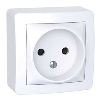 Alréa, prise de courant 2P, connexion à vis, avec cadre saillie, blanc polaire|Schneider Electric-SCHALB62270P