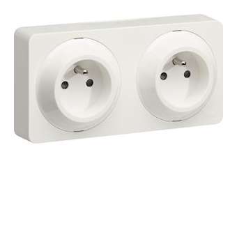 ateha prise de courant double horizontale ou verticale 2P+T complet|Hager-HAGWJC132B