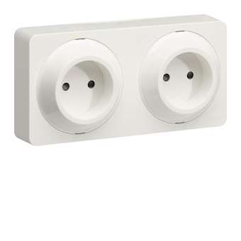 ateha prise de courant double horizontale 2P complet|Hager-HAGWJC142B