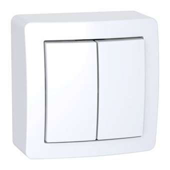 Alréa, Double va-et-vient avec cadre saillie, blanc polaire|Schneider Electric-SCHALB62056P
