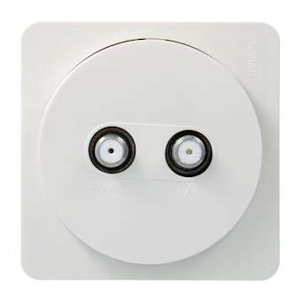 ateha Prise TV double type F complet pour réseaux câblés|Hager-HAGWJC258B