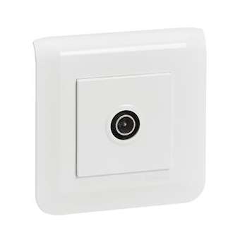 Prise TV Mosaic simple mâle blanc avec plaque|Legrand-LEG099207