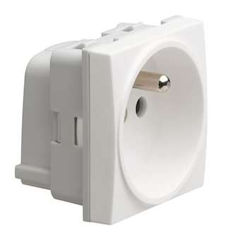 Systo prise de courant 2P+T 16A 250V SanVis 2 modules Blanc|Hager-HAGWS100