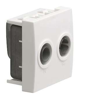 Systo prise TV+FM directe 2 modules Blanc|Hager-HAGWS253