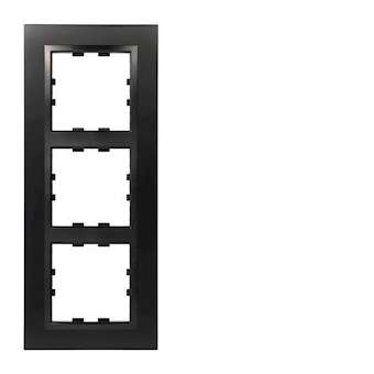Kallysta épure plaque 3 postes verticale entraxe 71 noir coloris Nuit|Hager-HAGWKN839