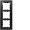 Kallysta épure plaque 3 postes verticale entraxe 71 noir coloris Nuit|Hager-HAGWKN839