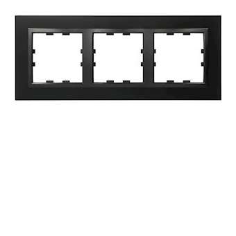 Kallysta épure plaque 3 postes horizontale entraxe 71 noir coloris Nuit|Hager-HAGWKN833