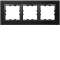 Kallysta épure plaque 3 postes horizontale entraxe 71 noir coloris Nuit|Hager-HAGWKN833