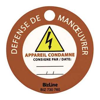Macaron de consignation 'Défense de manoeuvrer/appareil condamné' D 80mm (x 3)|Bizline-BIZ730760