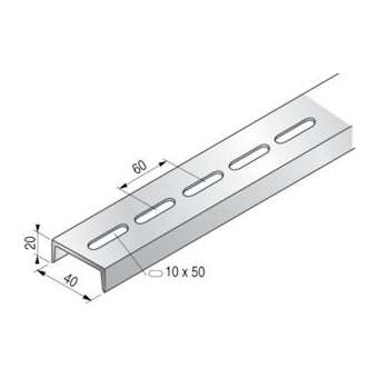 Profilé UPN perforé, 20x40x20, 3m, épaisseur 5, GC|Niedax France-NDX642003