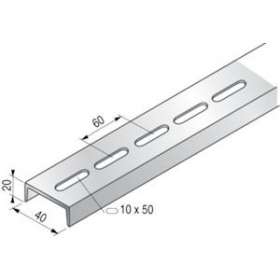 Profilé UPN perforé, 20x40x20, 3m, épaisseur 5, GC|Niedax France-NDX642003