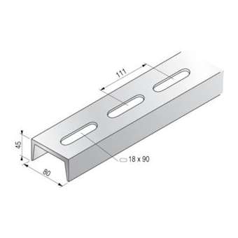 Profilé UPN perforé, 45x80x45, 3m, épaisseur 6, GC|Niedax France-NDX642008