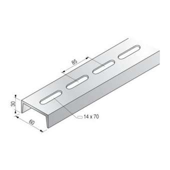 Profilé UPN perforé, 30x60x30, 3m, épaisseur 6, LAC|Niedax France-NDX641007