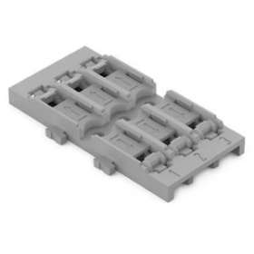 Adaptateur de fixation 3 pôles pour connecteur de passage avec levier, gris|Wago contact-WAG221-2523