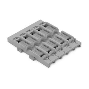 Adaptateur de fixation 5 pôles pour connecteur de passage avec levier, gris|Wago contact-WAG221-2525