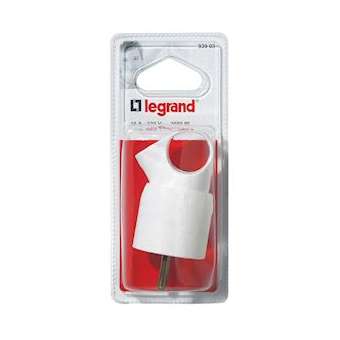 Fiche mâle avec terre plastique Annela avec anneau - blister - blanc|Legrand-LEG093903
