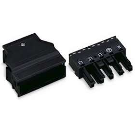 Connecteur femelle 5 pôles avec décharge de traction / Noir|Wago contact-WAG770-105