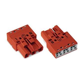 Connecteur mâle 3 pôles sans décharge de traction / Rouge|Wago contact-WAG770-1313