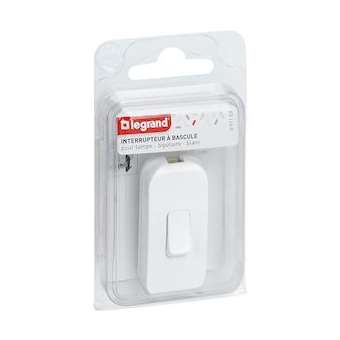 Interrupteur à bascule à touche de couleur blanc - blister avec Gencod|Legrand-LEG091153