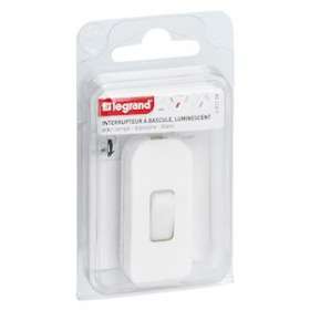 Interrupteur à bascule à touche luminescente blanc - blister avec Gencod|Legrand-LEG091158