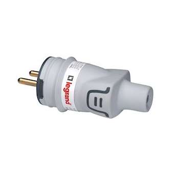Fiche mâle avec terre Plexo plastique IP44 - gris|Legrand-LEG093828
