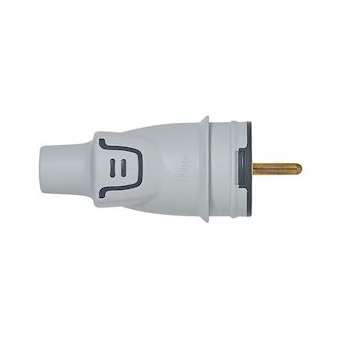 Fiche mâle avec terre Plexo - plastique - IP44 - blister - gris|Legrand-LEG090128