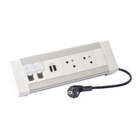 Bloc bureau 2x2P+T + 1 USB A+C + 2xRJ45 catégorie6 FTP et cordon 3m 2P+T|Legrand-LEG054613