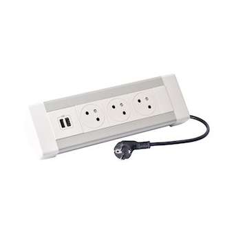 Bloc bureau 3x2P+T + 1 chargeur USB A+C et cordon 3m 2P+T|Legrand-LEG054617