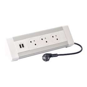 Bloc bureau 3x2P+T + 1 chargeur USB A+C et cordon 3m 2P+T|Legrand-LEG054617