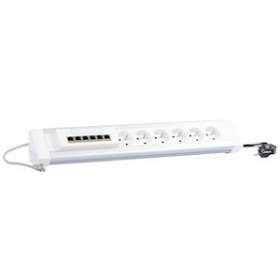 Bloc salle de réunion table en U - 6x2P+T + switch 6 ports - cordons 2P+T/RJ45|Legrand-LEG054670