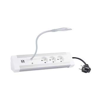 Bloc bureau équipé de 3 prises 2P+T, 1 chargeur double USB 2,4A et liseuse|Legrand-LEG054636