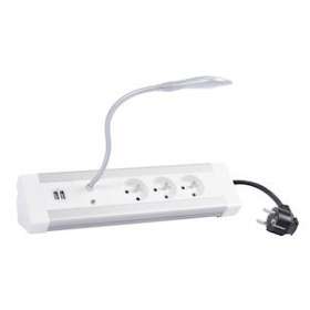 Bloc bureau équipé de 3 prises 2P+T, 1 chargeur double USB 2,4A et liseuse|Legrand-LEG054636